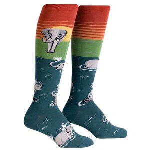 SOCK IT TO ME Make A Splash Elephant Knee High Socks NWT